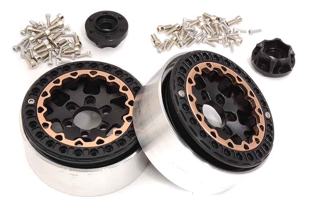 C32825BLACK Alloy Machined Multi Spoke 1.9 Wheels (2) for Scale Crawler W=25mm - Image 1