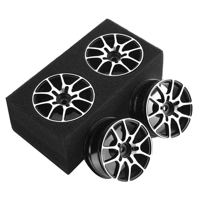 C32829BLACK Machined 10 Spoke Wheel Set (4) for 1/10 Drift and Touring W=26mm Offset 3.5mm - Image 1