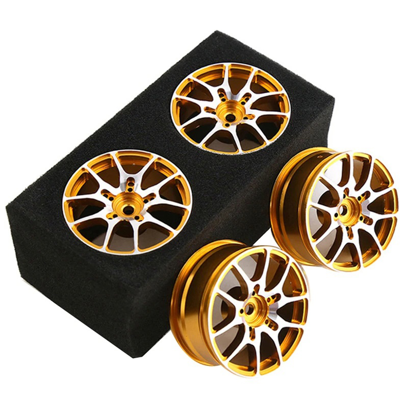 C32829GOLD Machined 10 Spoke Wheel Set (4) for 1/10 Drift and Touring W=26mm Offset 3.5mm - Image 1