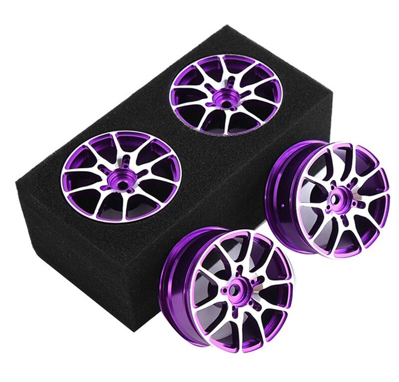 C32829PURPLE Machined 10 Spoke Wheel Set (4) for 1/10 Drift and Touring W=26mm Offset 3.5mm - Image 1