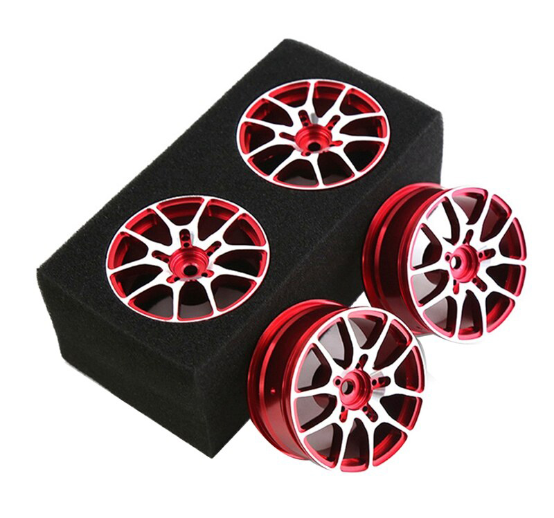 C32829RED Machined 10 Spoke Wheel Set (4) for 1/10 Drift and Touring W=26mm Offset 3.5mm - Image 1