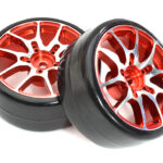 Alloy Machined 10 Spoke Wheel & Tire Set (2) for 1/10 Drift W=26mm Offset 3.5mm