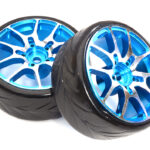 Alloy Machined 10 Spoke Wheel & Tire Set (2) for 1/10 Drift W=26mm Offset 3.5mm