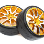 Alloy Machined 10 Spoke Wheel & Tire Set (2) for 1/10 Drift W=26mm Offset 3.5mm