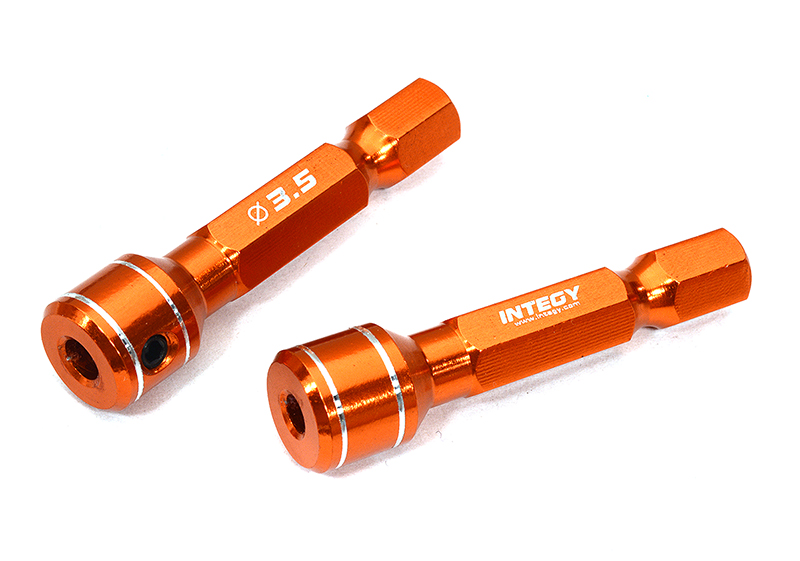 C32837ORANGE Alloy Machined 1/4 Inch Drive Hex Adapters, Holds Tips 3mm & 3.5mm Bits - Image 1