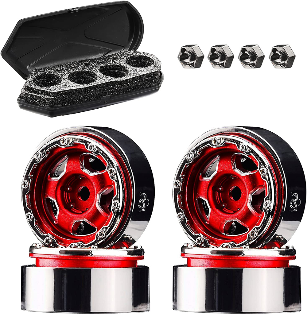 C32853RED Scale Model Luggage Storage Cargo Case & Alloy Wheel Set for Axial SCX24 - Image 1