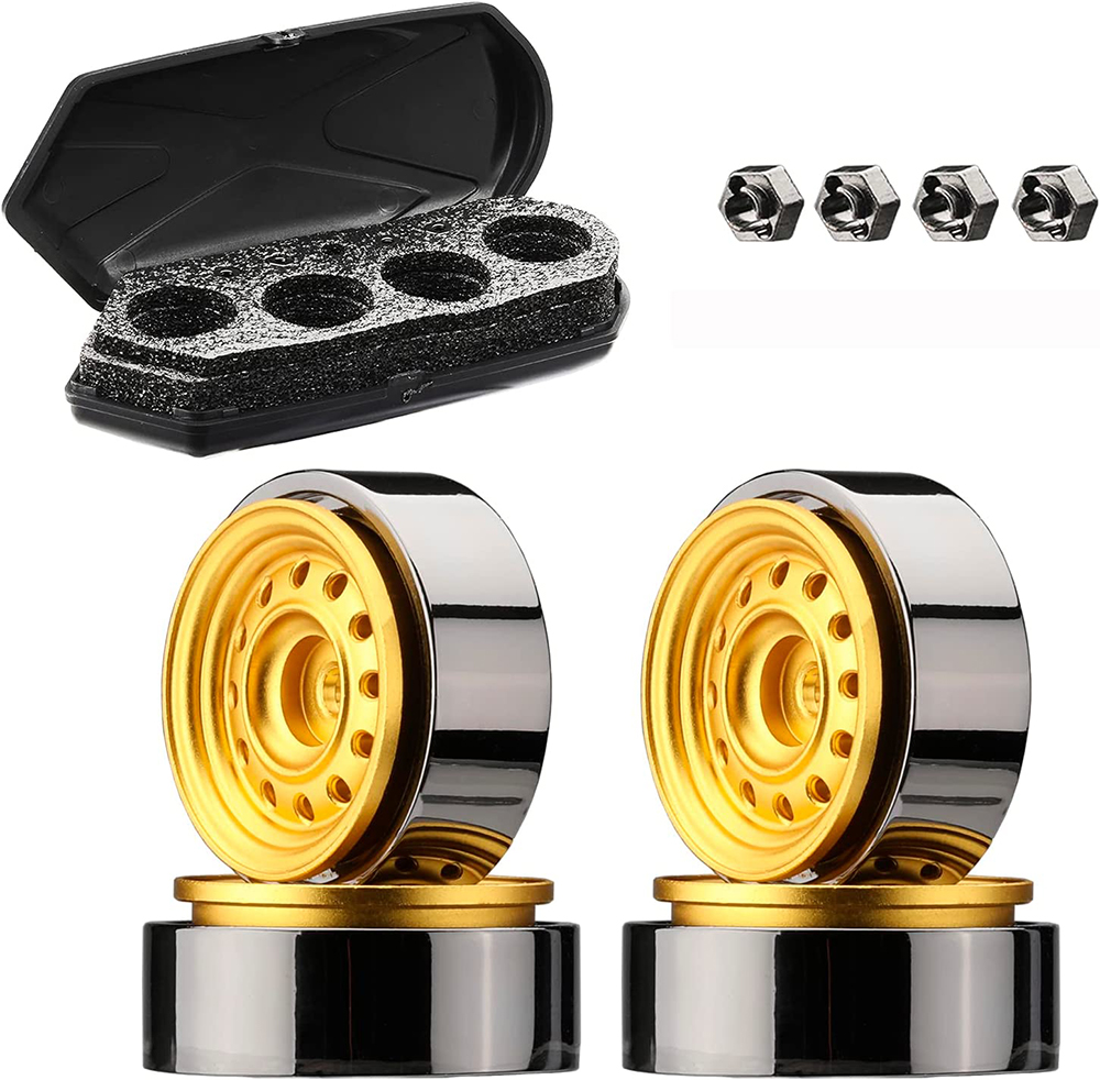 C32855GOLD Scale Model Luggage Storage Cargo Case & Alloy Wheel Set for Axial SCX24 - Image 1