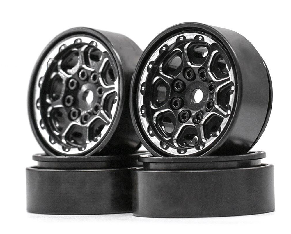 C32869BLACK Alloy Machined Beadlock Wheels (4) Set for Traxxas 1/18 TRX-4M Crawler 9869 - Image 1