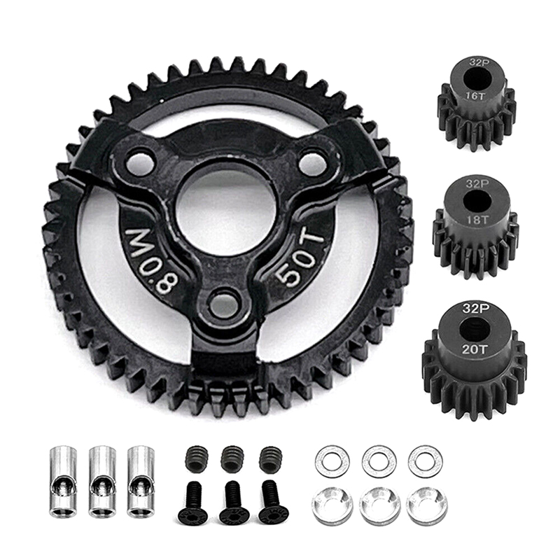 C32882 Steel 50T+16+18+20T Gear Set 0.8M 32P for 1/10 Slash 2WD & Drag Slash 2416 4690 - Image 1
