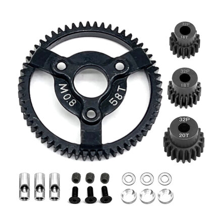 Steel 58T+16+18+20T Gear Set 0.8M 32P for 1/10 Slash 2WD & Drag Slash 2416 4690