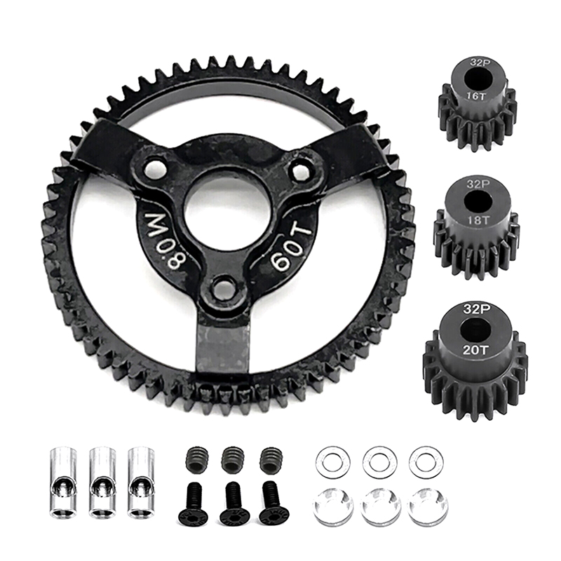 C32887 Steel 60T+16+18+20T Gear Set 0.8M 32P for 1/10 Slash 2WD & Drag Slash 2416 4690 - Image 1
