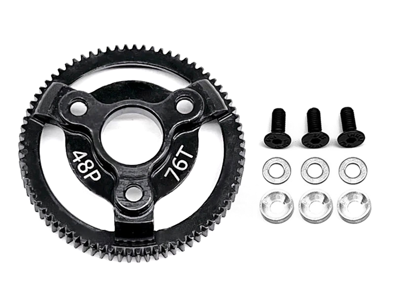 C32889 Steel 76T Spur Gear 0.6M 48P Compatible with 1/10 Slash 2WD, Black 2416 4690 - Image 1