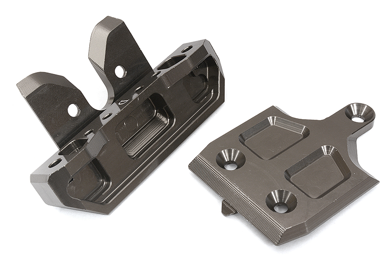 C32937GREY Machined Rear Skid Plate & Bumper w/ 1-Pc Block D for Traxxas 1/8 Sledge 9536 - Image 1