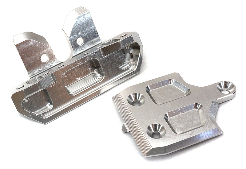 C32937SILVER Machined Rear Skid Plate & Bumper w/ 1-Pc Block D for Traxxas 1/8 Sledge 9536 - Image 1