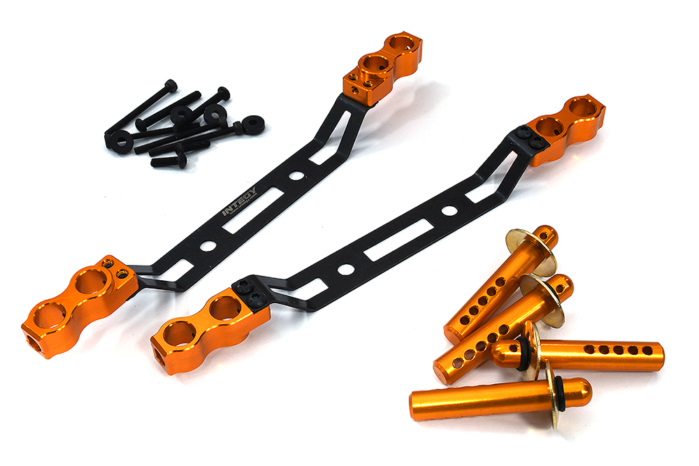 C32948ORANGE Front & Rear Body Mounts w/ Body Posts for Arrma 1/7 Infraction 6S BLX ARA320517 - Image 1