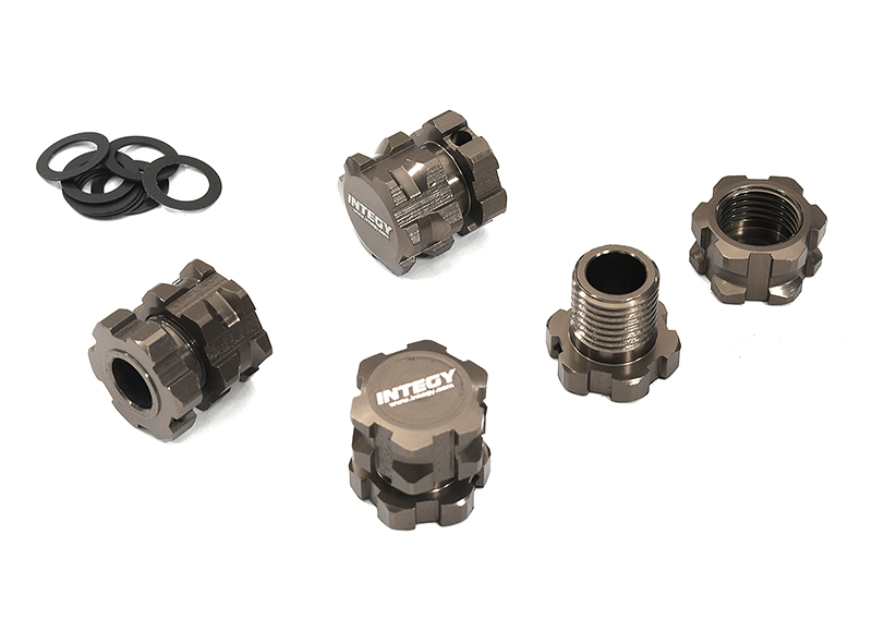 C32950GREY Billet Machined 17mm Hex Wheel Adapters for Traxxas 1/8 Scale Sledge 4WD 8654 - Image 1