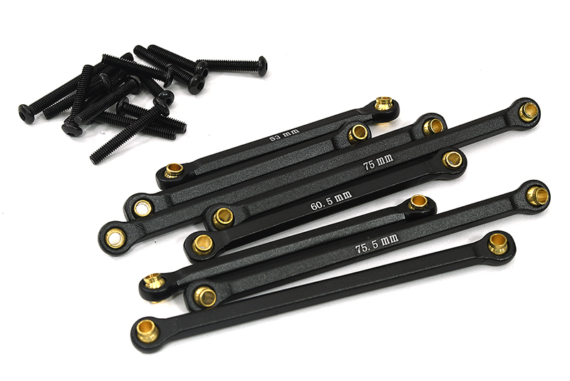 C33090BLACK Black Alloy Machined Linkage Set (8 pcs) for Traxxas 1/18 Scale TRX-4M 9842 - Image 1
