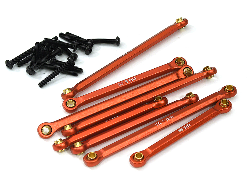 C33090RED Red Alloy Machined Linkage Set (8 pcs) for Traxxas 1/18 Scale TRX-4M 9842 - Image 1