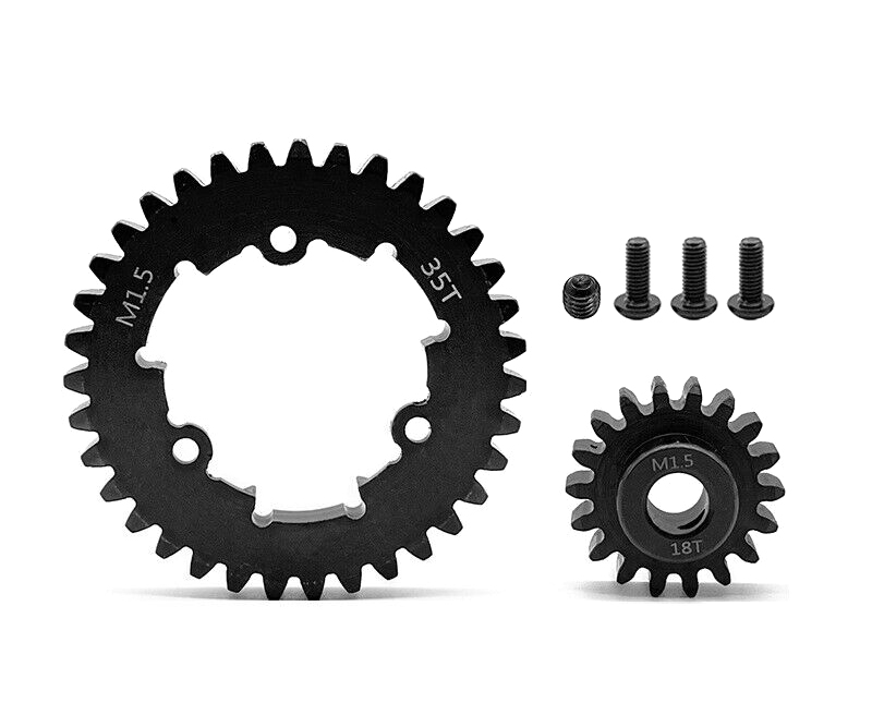C33113 HD Steel 8mm Bore 18T Pinion+35T Spur Gear Set 1.5 MOD for Traxxas X-Maxx & XRT - Image 1