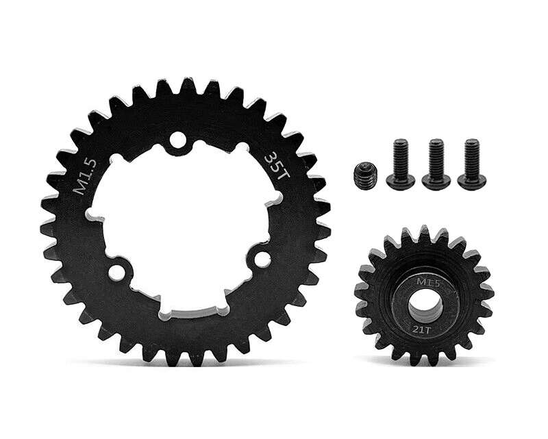 C33116 HD Steel 8mm Bore 21T Pinion+35T Spur Gear Set 1.5 MOD for Traxxas X-Maxx & XRT - Image 1