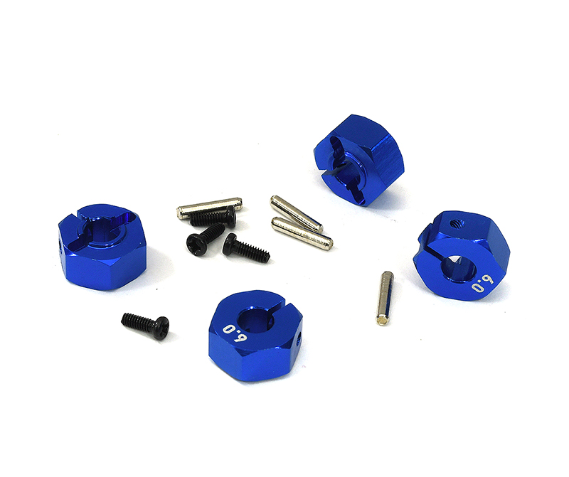 C33144BLUE 12mm Hex Wheel (4) Hub 6mm Thick for 1/10 Traxxas, Axial, Tamiya, Drift & TC - Image 1