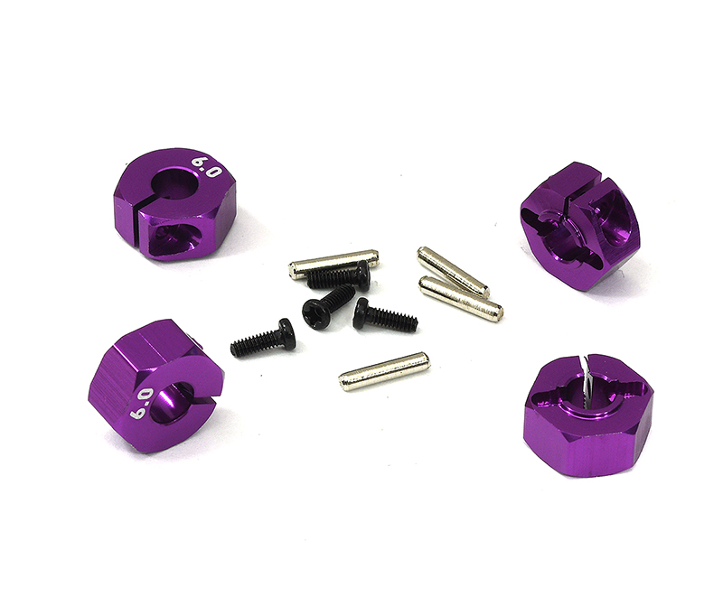 C33144PURPLE 12mm Hex Wheel (4) Hub 6mm Thick for 1/10 Traxxas, Axial, Tamiya, Drift & TC - Image 1