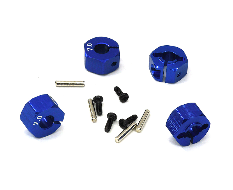 C33145BLUE 12mm Hex Wheel (4) Hub 7mm Thick for 1/10 Traxxas, Axial, Tamiya, Drift & TC - Image 1
