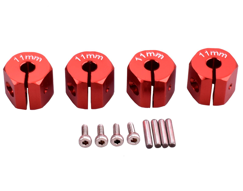 C33149RED 12mm Hex Wheel (4) Hub 11mm Thick for 1/10 Traxxas, Axial, Tamiya, Drift & TC - Image 1
