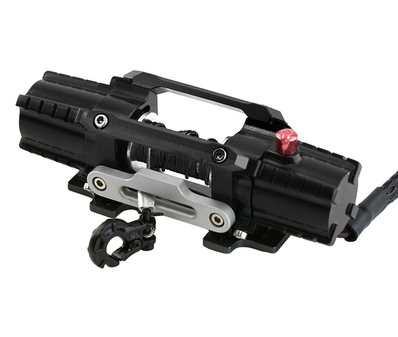 C33158BLACK Realistic Alloy Machined Twin Motor Winch Kit for 1/10 Scale Off-Road Crawler - Image 1