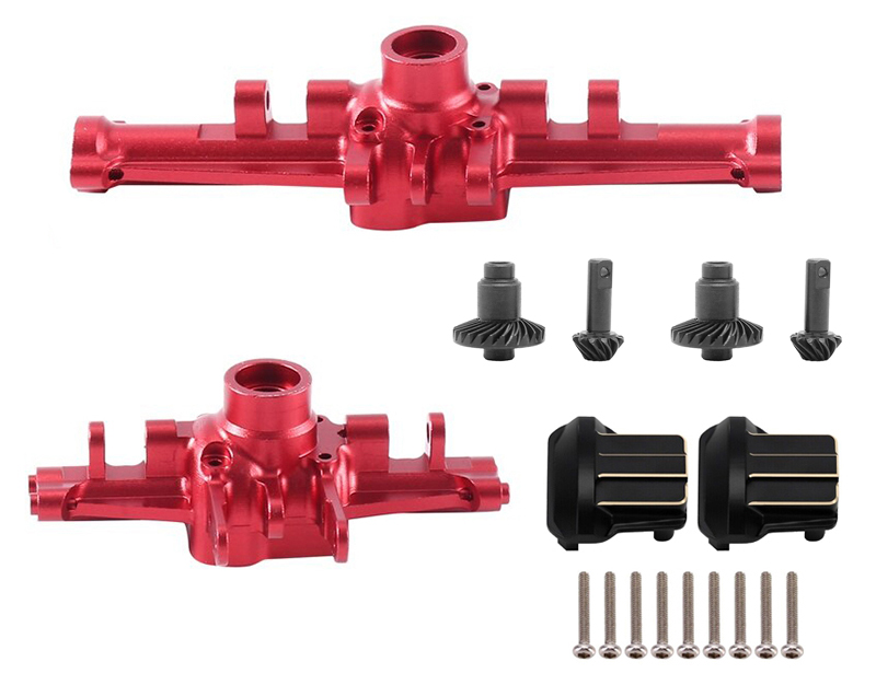 C33186RED Machined F&R Axles w/ 24T/12T & Diff Covers for Traxxas 1/18 TRX-4M 9743 9744 - Image 1