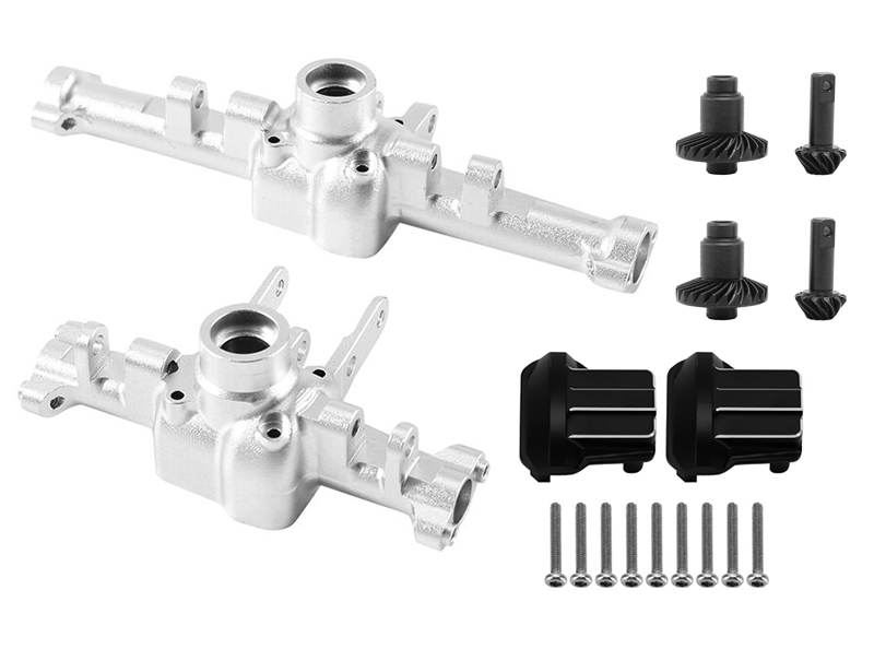 C33186SILVER Machined F&R Axles w/ 24T/12T & Diff Covers for Traxxas 1/18 TRX-4M 9743 9744 - Image 1