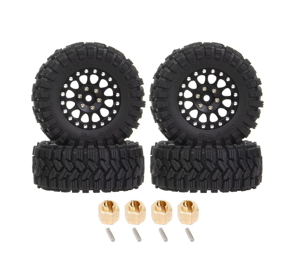 C33191BLACK Alloy 1.2 Beadlock Wheels, Tires & Adapters (4) for Traxxas 1/18 TRX-4M - Image 1