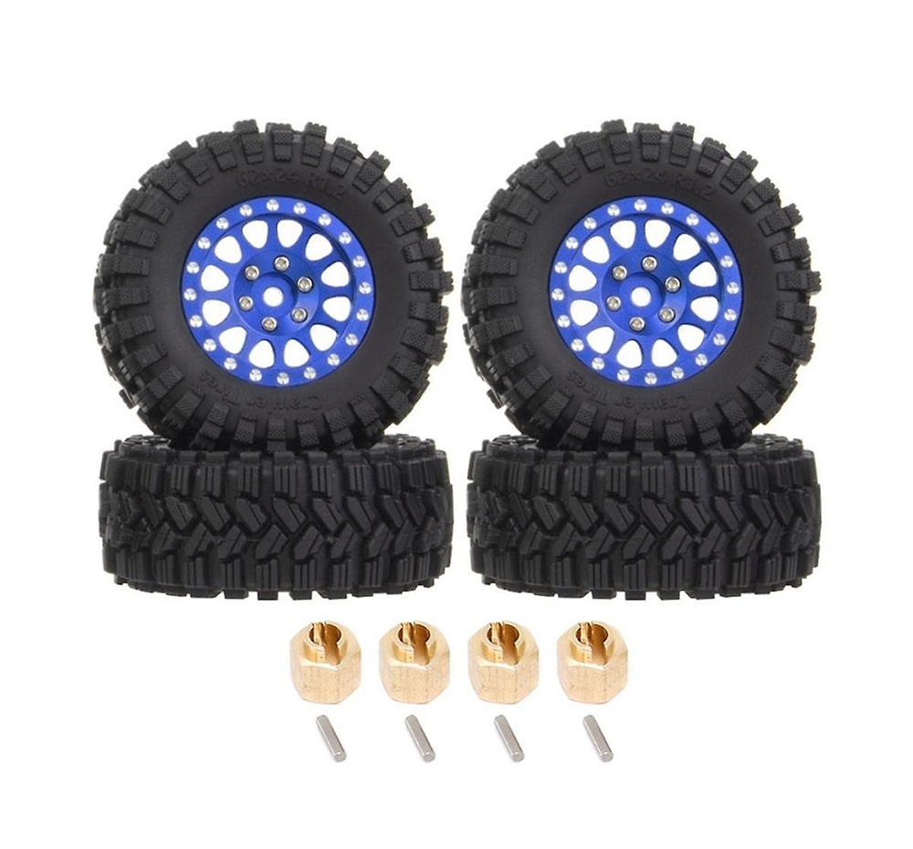C33191BLUE Alloy 1.2 Beadlock Wheels, Tires & Adapters (4) for Traxxas 1/18 TRX-4M - Image 1