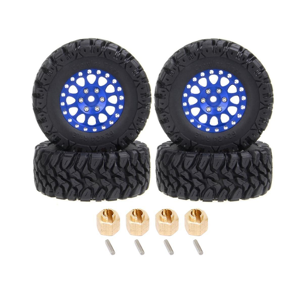 C33192BLUE Alloy 1.2 Beadlock Wheels, Tires & Adapters (4) for Traxxas 1/18 TRX-4M - Image 1