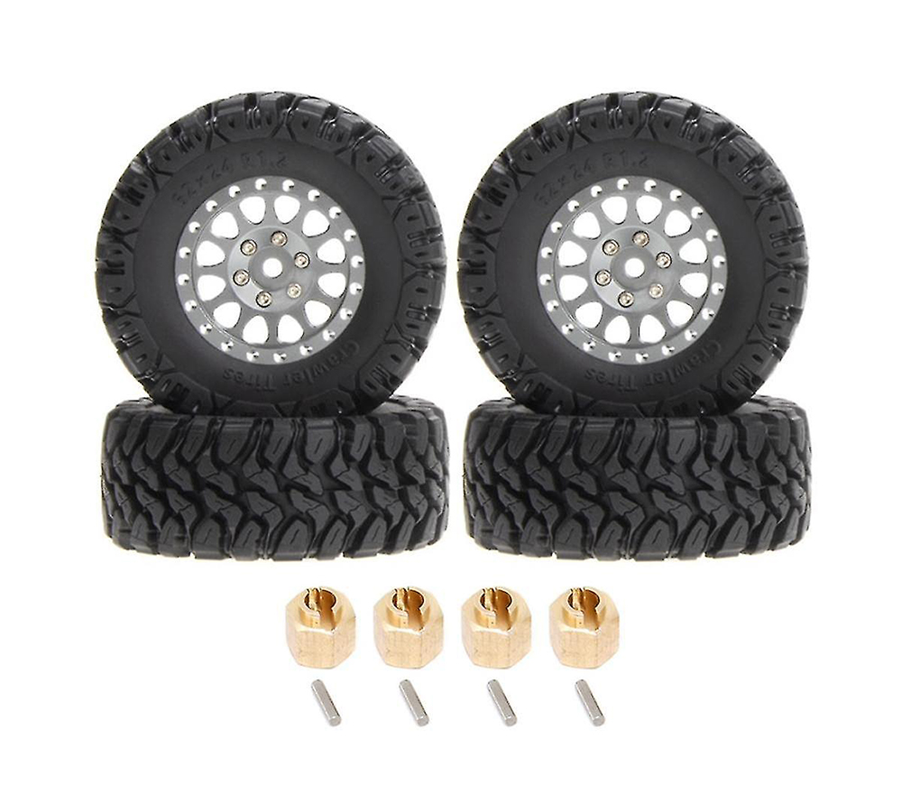 C33192GUN Alloy 1.2 Beadlock Wheels, Tires & Adapters (4) for Traxxas 1/18 TRX-4M - Image 1