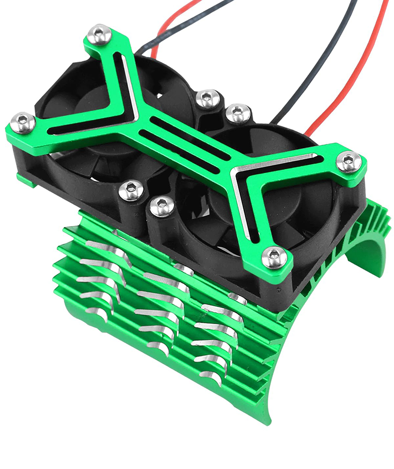 C33219GREEN 40mm Motor Heatsink+Twin 30x30mm Cooling Fan 20, 000 rpm - Image 1
