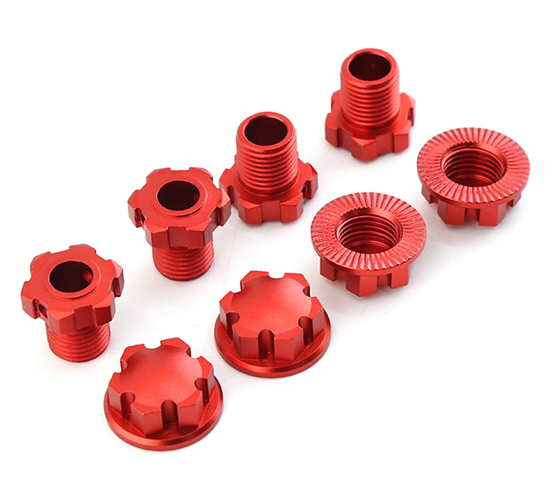 C33224RED Alloy Machined 17mm Hex Hubs (4) for Traxxas Sledge & E-Revo 2.0 (2018+) 8654 - Image 1