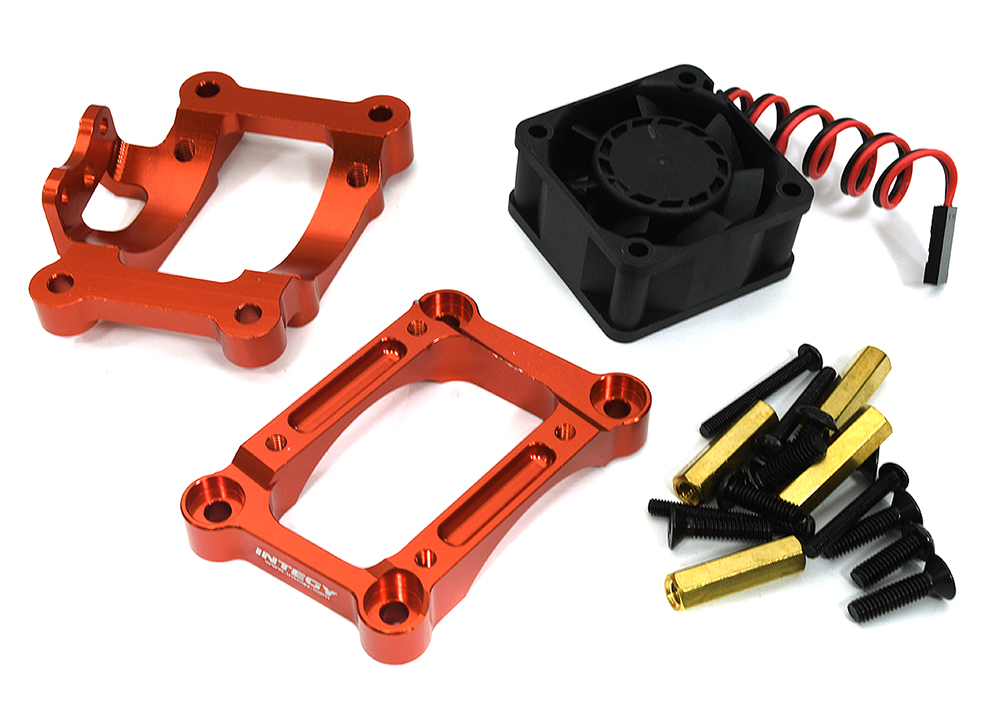 C33268RED Machined Motor Mount w/ 40x40mm 17k rpm Fan for Traxxas 1/8 Sledge 4WD 9589 - Image 1