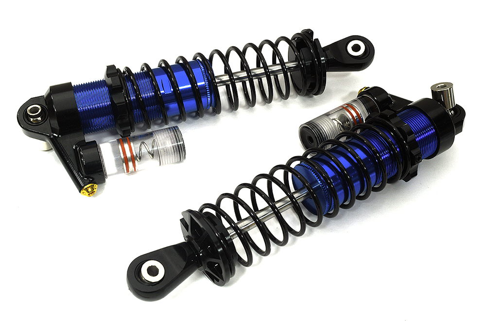 C33282BLUE Blue Billet Machined Upgrade Piggyback Shocks Pair for Axial SCX6 Crawler - Image 1