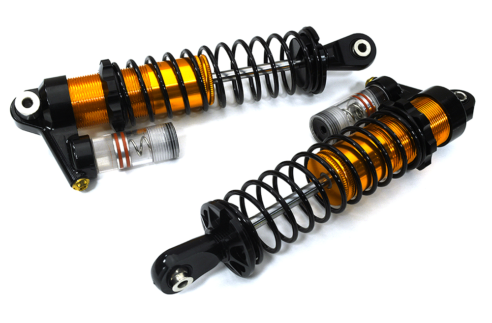 C33282ORANGE Orange Billet Machined Upgrade Piggyback Shocks Pair for Axial SCX6 Crawler - Image 1