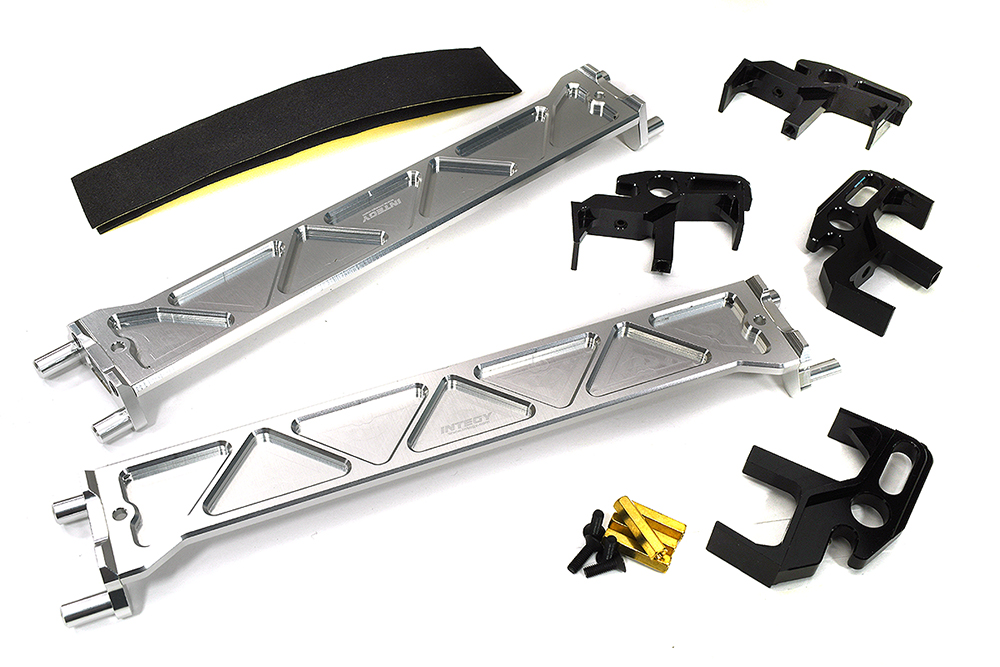 C33303SILVER Silver Billet Machined Battery Hold-Downs & Mounts Kit for Traxxas XRT 7819 - Image 1