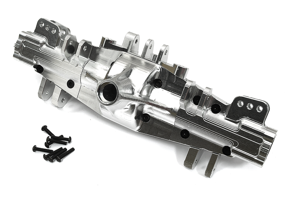 C33333SILVER Billet Machined Axle (1) Housing Set for 1/8 LMT 1.0 4WD Monster Truck - Image 1