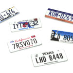 Realistic Small License Plate Scale Model 34x15mm - 6 Pack