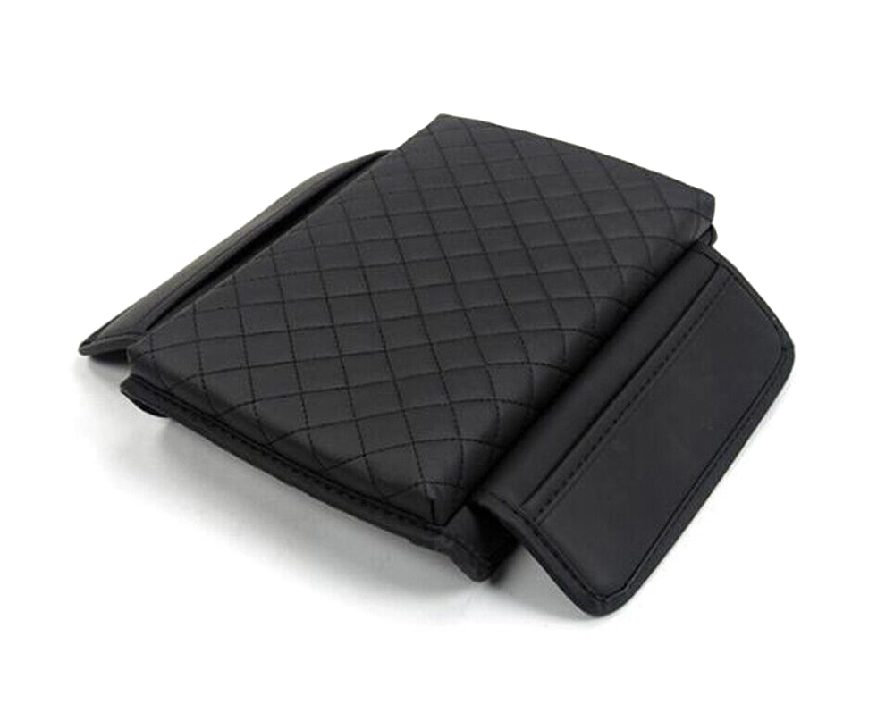 C33374 Black PU Leather Armrest Cover w/ Pocket for Tesla Model 3/Y - Image 1