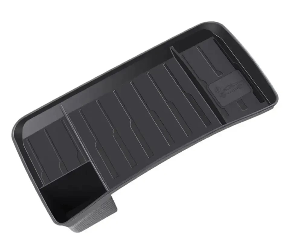 C33386 Black TPE Rear Screen Stand Storage Tray Organizer for Tesla 17-23 Model 3/Y - Image 1