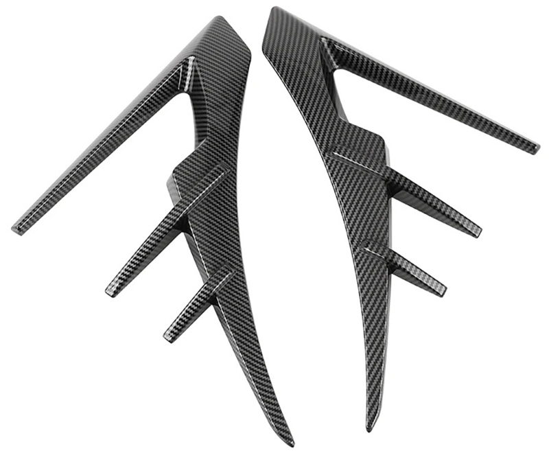 C33431 Glossy Carbon Side Camera Wolf Teeth Style Trim Covers for Tesla 20-23.6 Model Y - Image 1