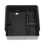 Black ABS Central Control Armrest Storage Box w/ PVC Pad for Tesla 24 Model 3