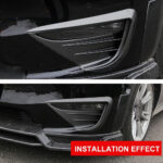Matte Carbon ABS Front Fog Lamp Aero Trim Covers for Tesla 20-24 Model Y - Image 2