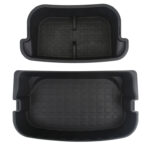 Black TPE Rear Trunk Double Deck Storage Trays 2 Levels for Tesla 21-24 Model Y