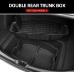 Black TPE Rear Trunk Double Deck Storage Trays 2 Levels for Tesla 21-24 Model Y - Image 2